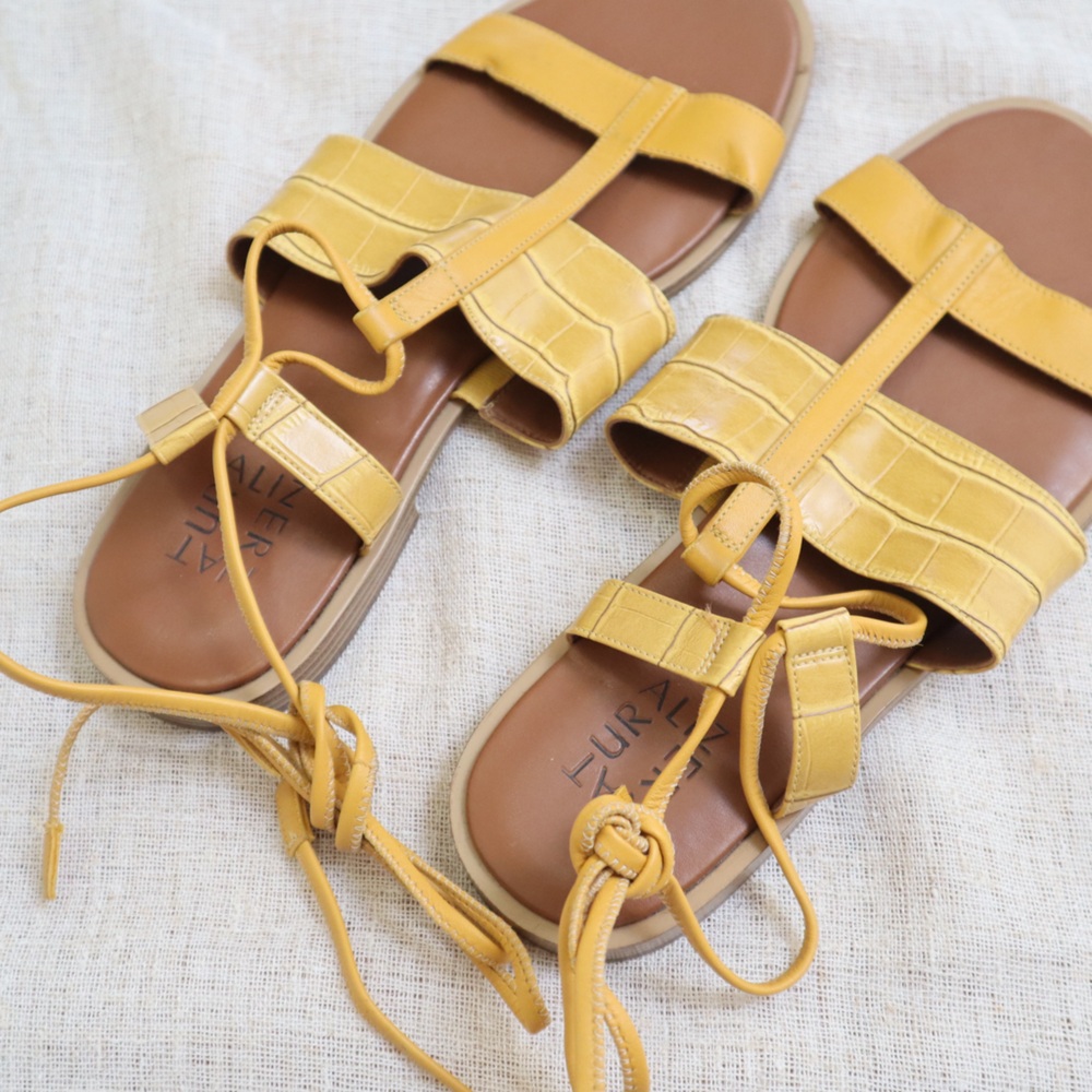 Naturalizer Fayee Yellow Tie Sandals - Picture 3 of 13